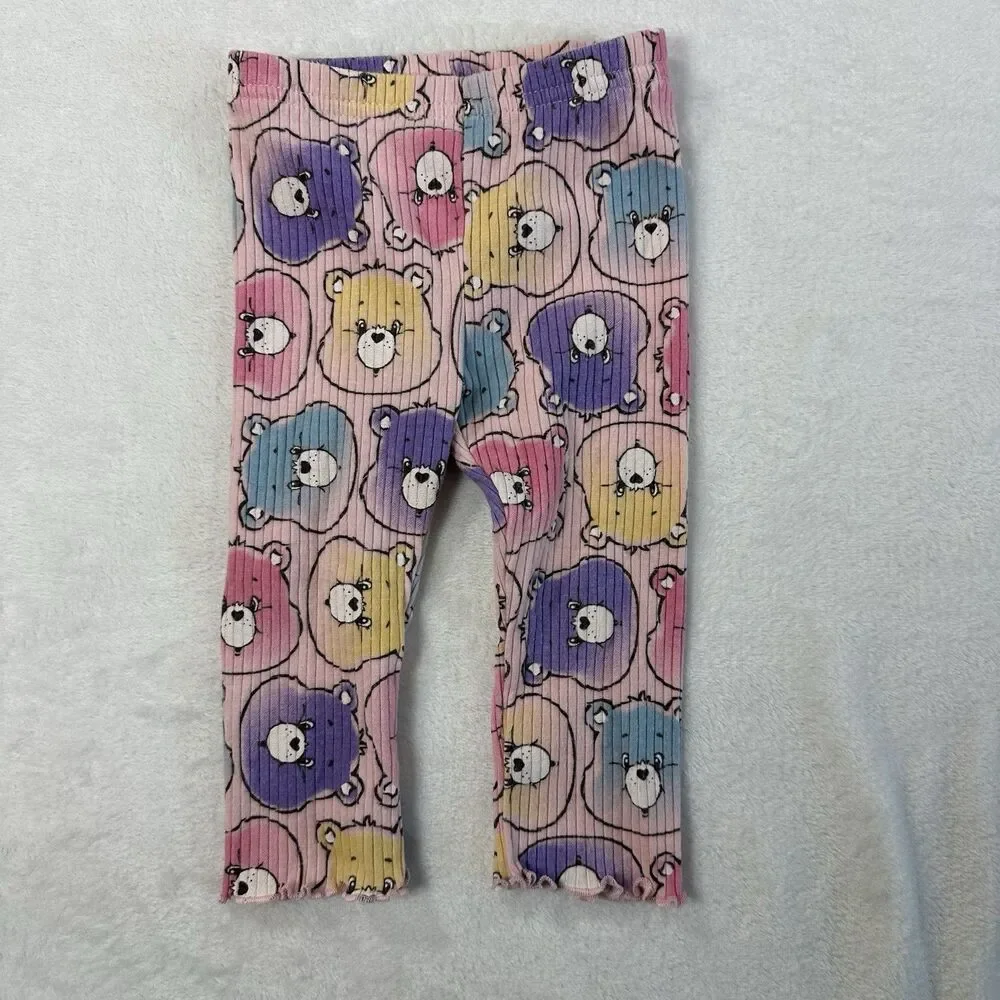 Care Bears Baby Girl 2 Piece Outfit Set Pink Bear Print 6-9 Months Ribbed